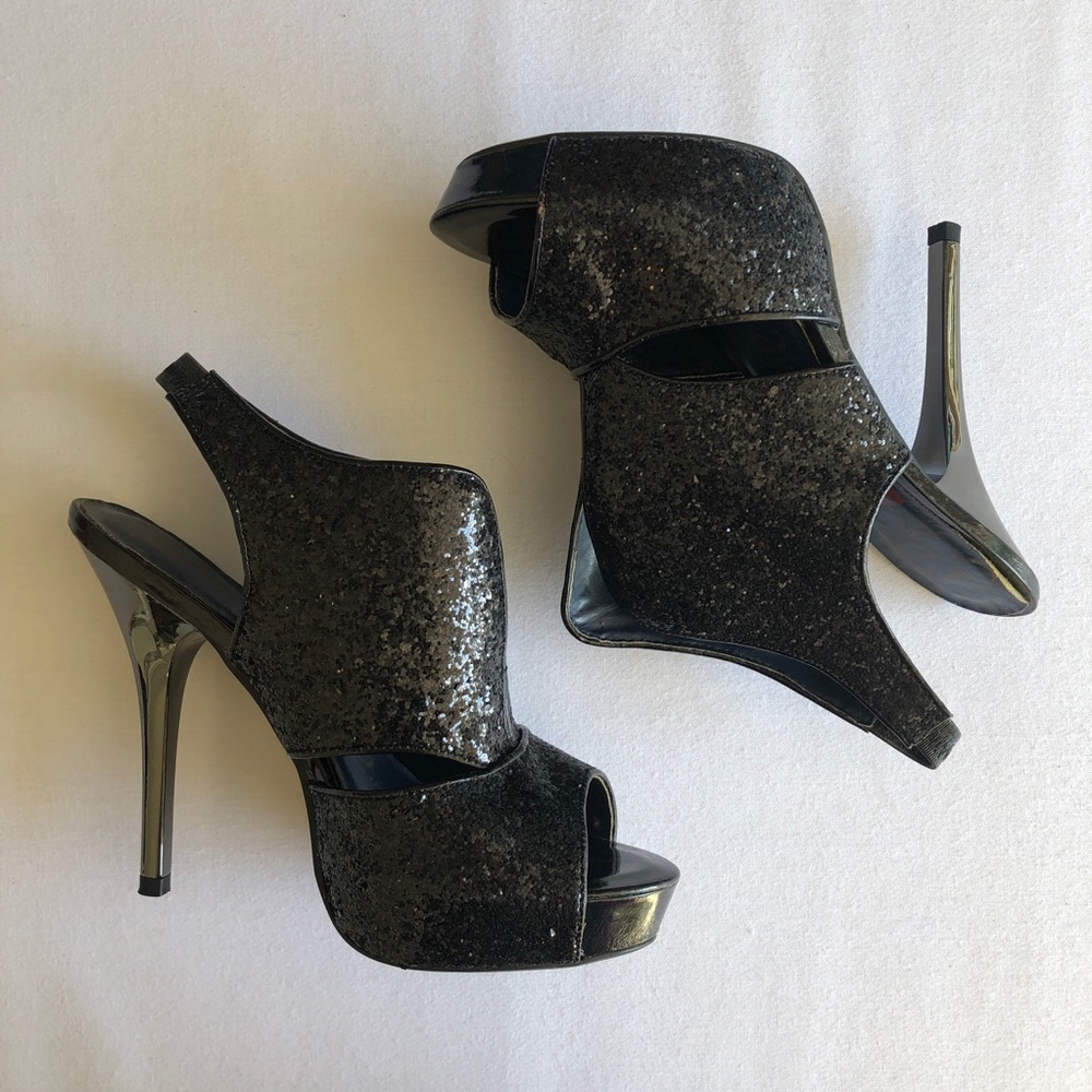 NWBox Peep Toe Stiletto Glitter Heels Size 8.5
